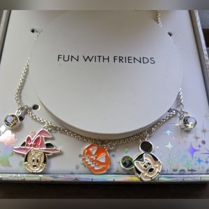 Disney Halloween Mickey Minnie Mouse silver plated charm bracelet